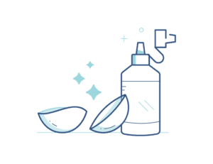 icon of contact solution and contacts for cleaning